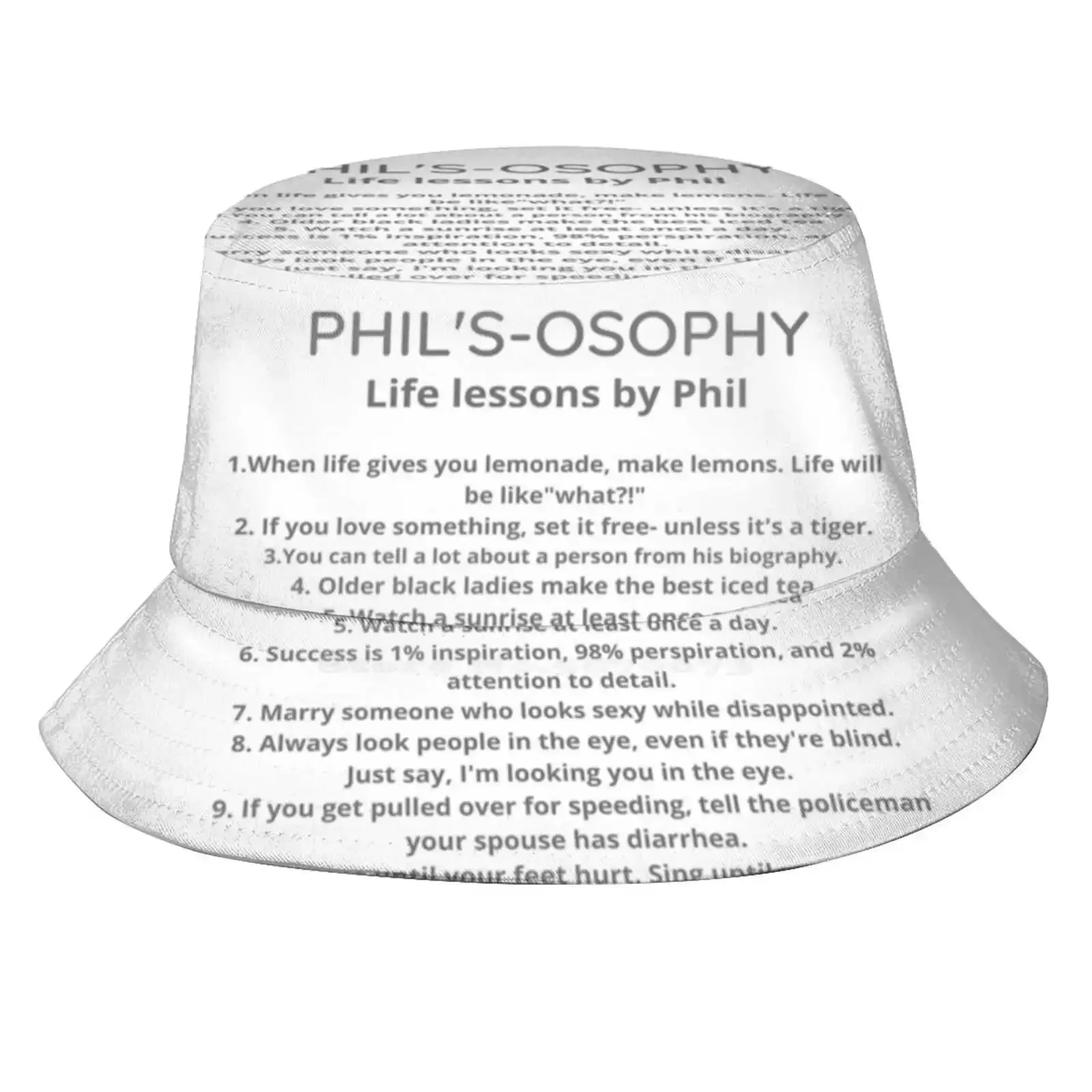 Phil'S-Osophy, Life Lessons By Phil Sun Cap Fisherman Hat Bucket Hats Phil Dunphy Modern Family Wisdom Of Life Motivation Tips