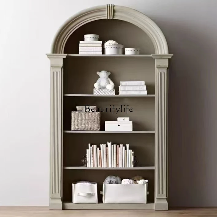 

XX39American bookcase solid wood French retro arched locker customization