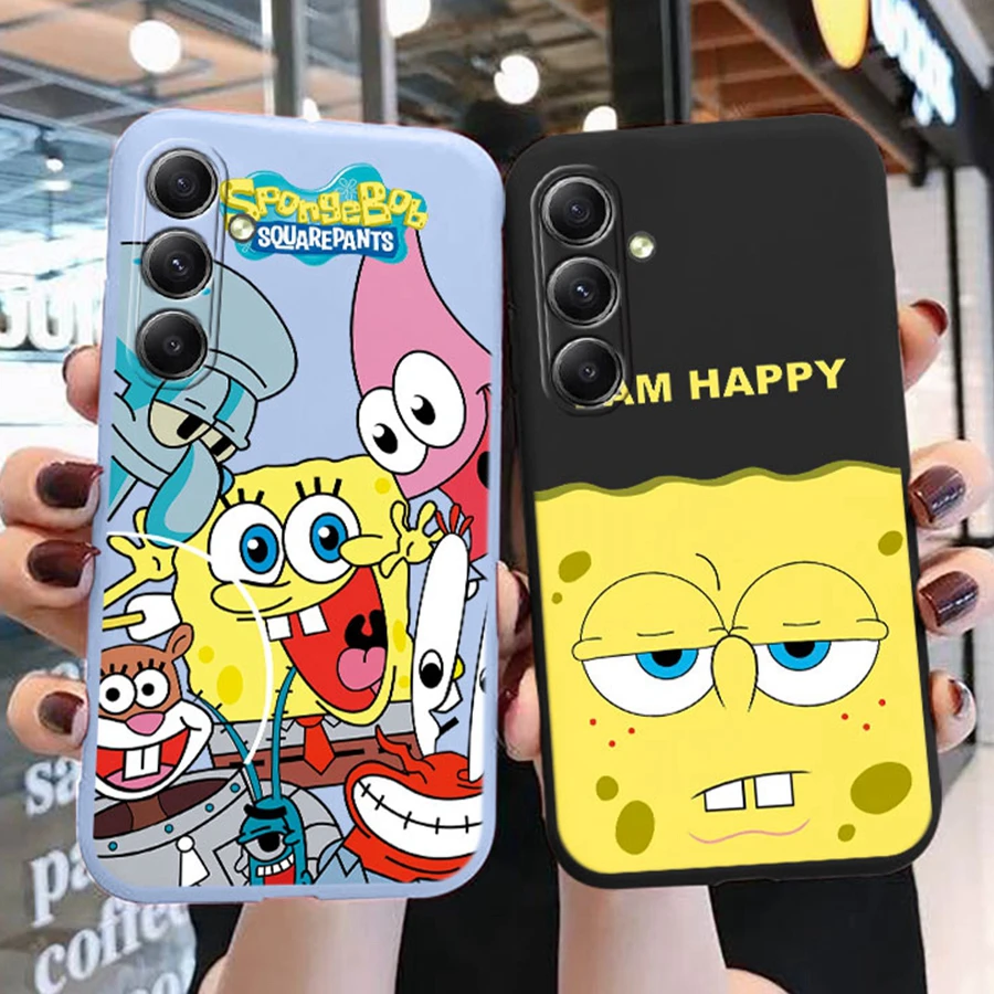 Funny Cartoon SpongeBob SquarePants Phone Case for Samsung Galaxy A15 4G Patrick Star Squidward Tentacles Silicone Back Cover