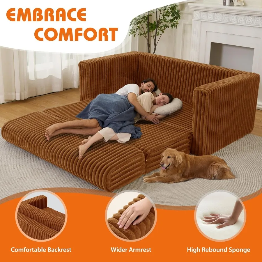 Klappbares Schlafsofa, 2-in-1, umwandelbarer Schlafstuhl mit Armlehne, tragbarer, ausklappbarer Stuhl, Bett, bequeme Bodencouch, multifunktionales La