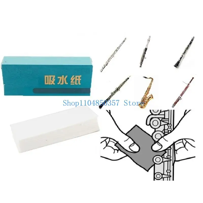 5asd 100pcs Saxophone Absorbent Paper Clean Care Sheet AntiSticky Button Drying Absorbent Cleaner Papers Easy to Use