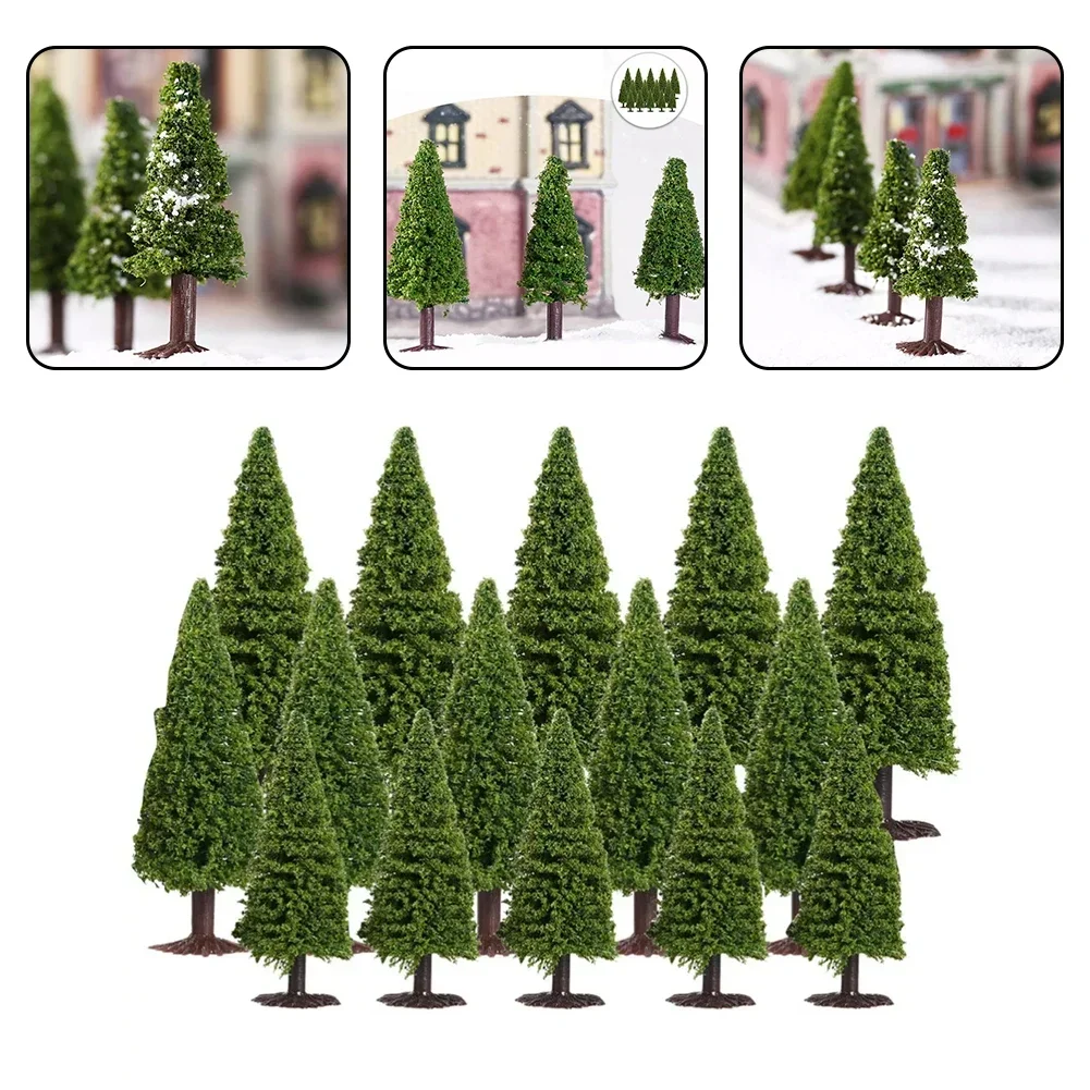 15 Pieces ,Model Trees Miniature Trees Christmas Village Trees Woodland Scenics (9 Cm + 10 Cm + 12. 5 Cm)