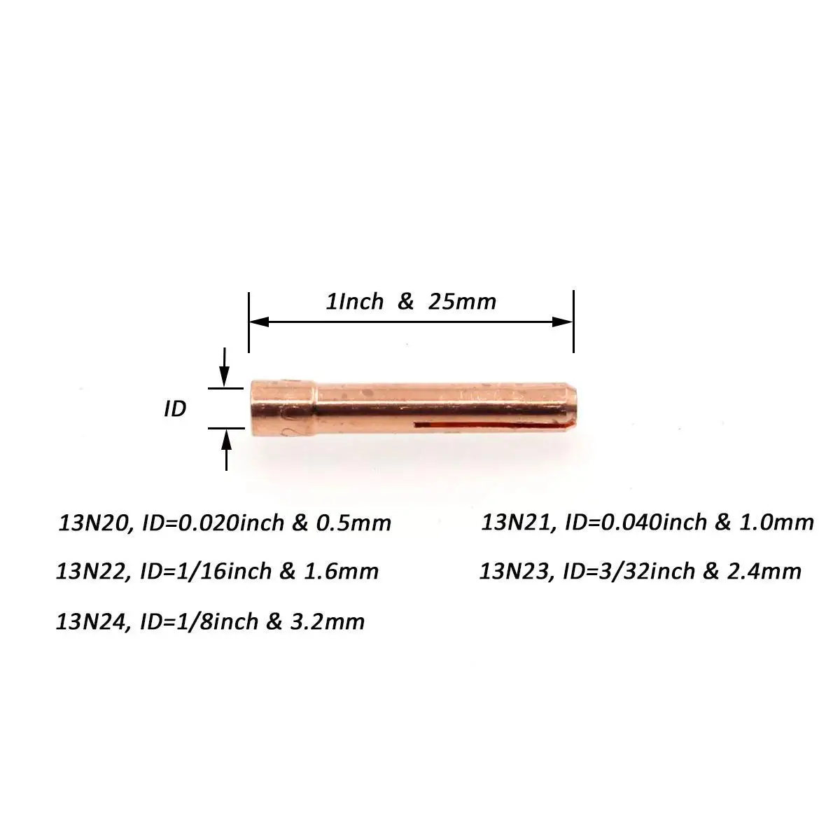 13N20 13N21 13N22 13N23 13N24 TIG Collet Kit fit SR WP 9 20 25 Welding Torch Consumable Kit 5pcs