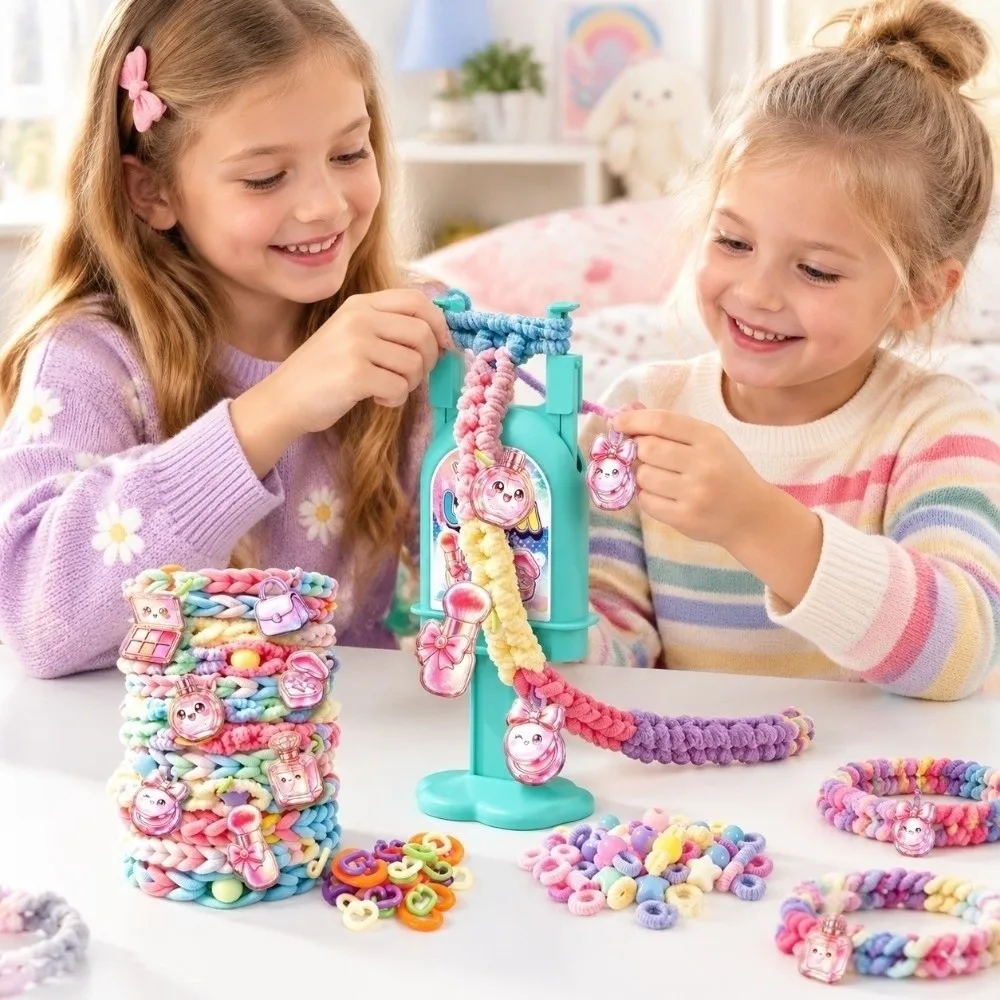 Handmade Rainbow Loom Kit Colorful Beads Funny Bracelet Making Kit DIY Convenient Jewelry Making Machine for Teens Girls