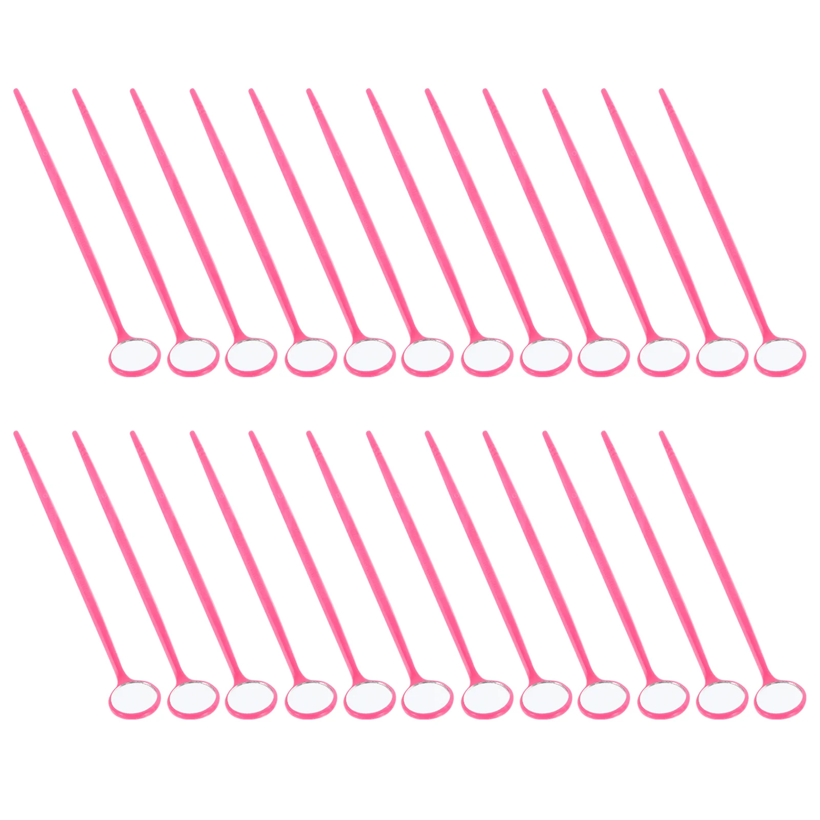 24 Pcs Mirrors Disposable Mouth Dental for Inspection Teeth Check Oral Pink Clinic