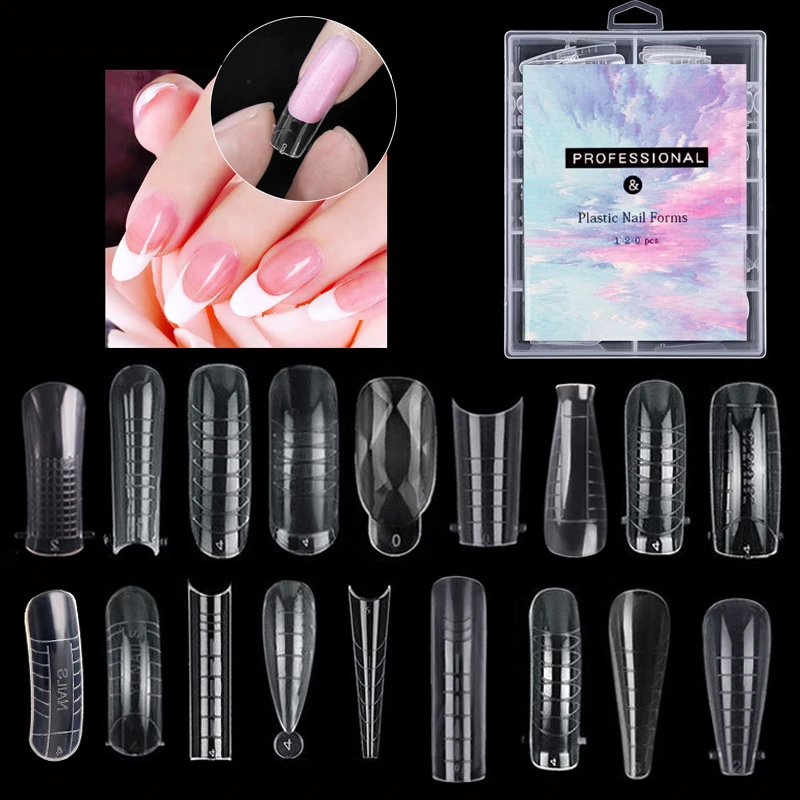 Dual Plastic Nail Forms False Nail Art Tips For Gel Extension Acrylic Nail Molds Professional Styling Accessories Manicure Tools