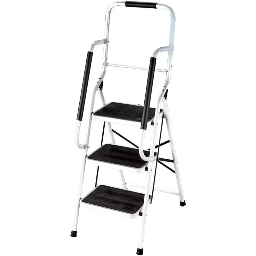

The Lakeside Collection 3 Step Project Ladder Folding Step Stool with Side Handles for Balancing and Grip, Wide Anti-Slip Steps