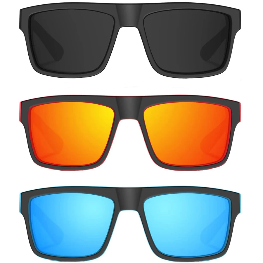 2Pack Fashion Rectangle Polarized Sunglasses for Men Women Vintage Brand Designer Sport Sun Glasses