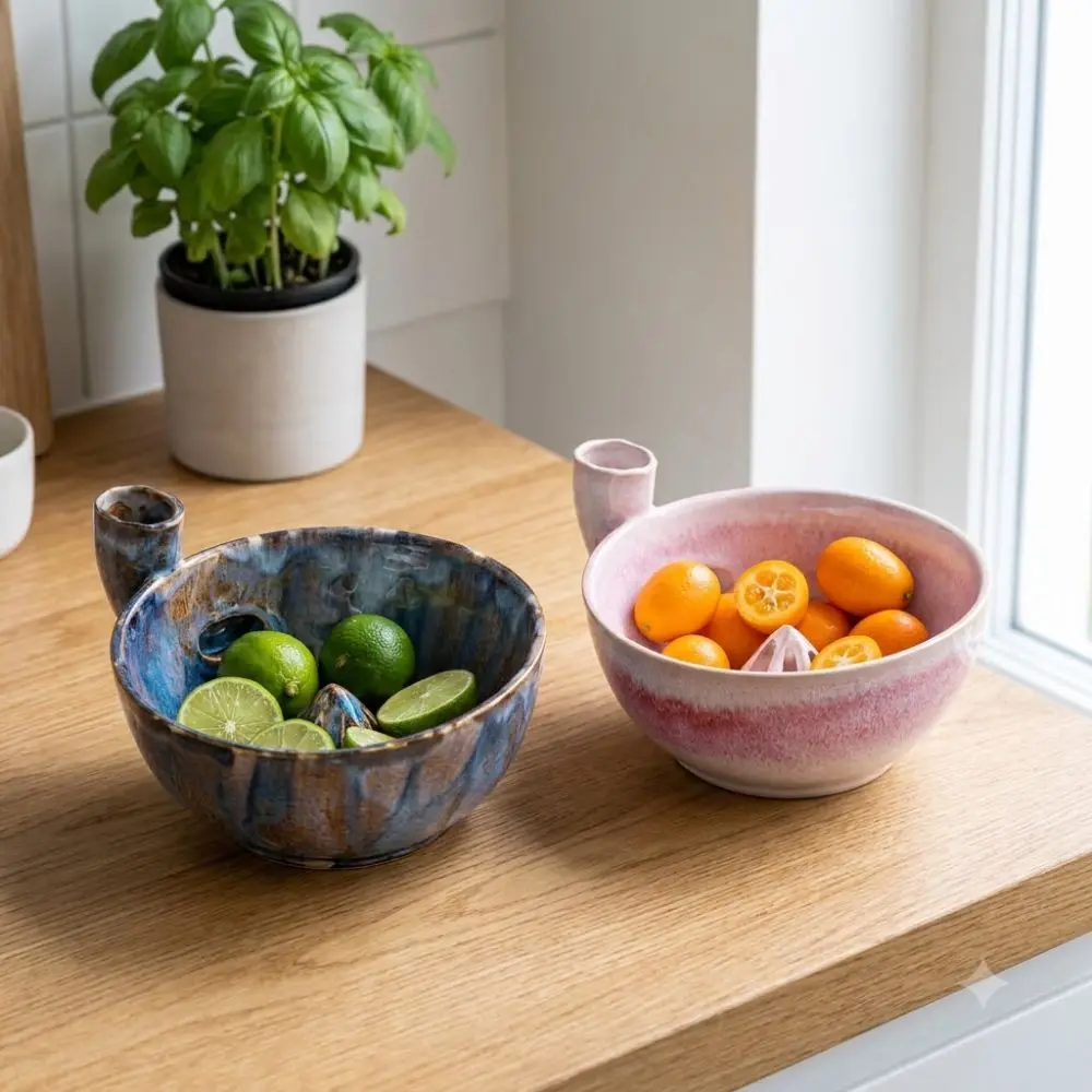 Ceramic Automatic Fruit Washer Bowl Self-Spinning Vortex-Style Fruit Cleaning Bowl Quick Drain Auto-Rinse Fruit Washing Machine