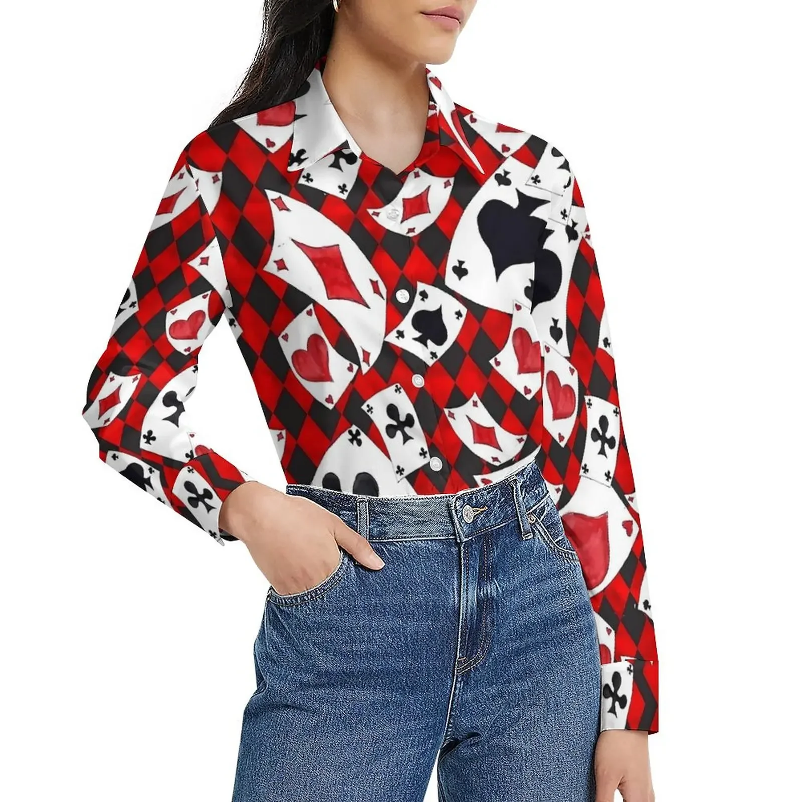 

Checkered 3D Print Blouse Tops Autumn Long Sleeve Blouses Women Casual New Style Long Sleeve Collar Casual Commuter Shirt Office