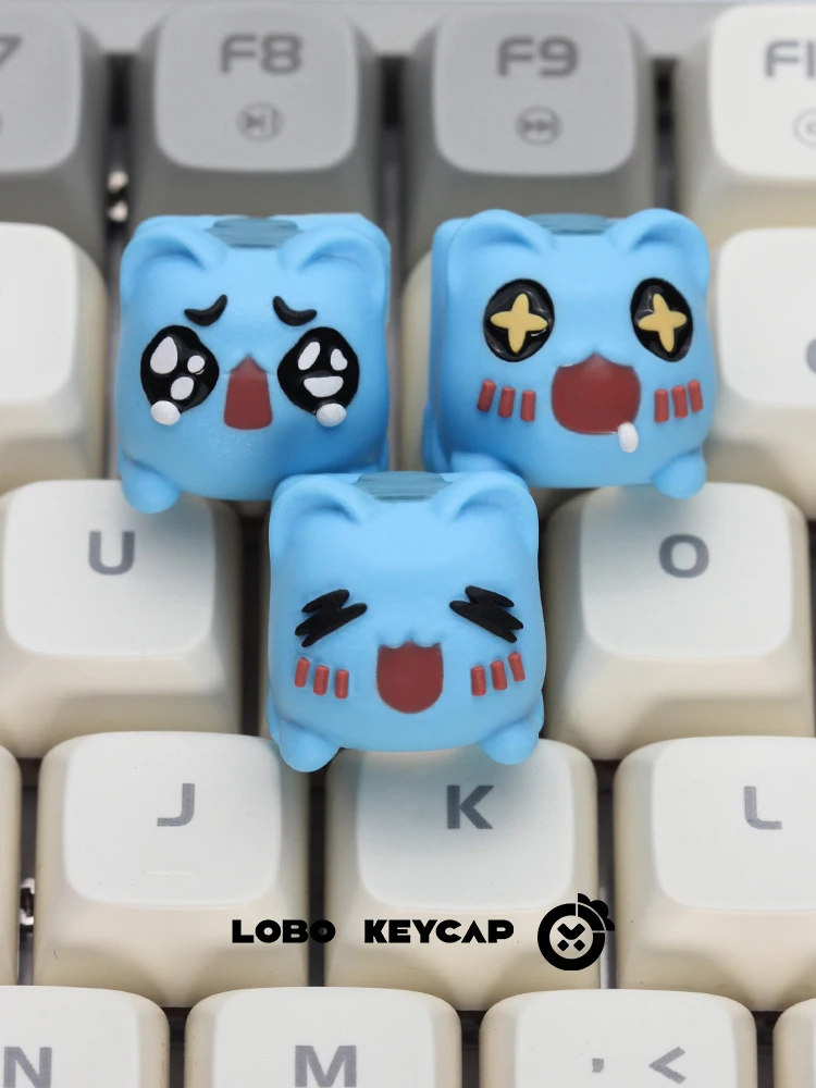 Cute Cat Animal Keycaps Custom Original Artist Design Resin Key caps Kawaii Point Keycap for gaming Rainy75 Accessories key caps