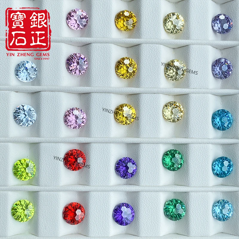 YinZheng 5A Grade forme ronde feu d'artifice coupe cubique zircone couleur rose pierre de Zircon synthétique pour la fabrication de bijoux