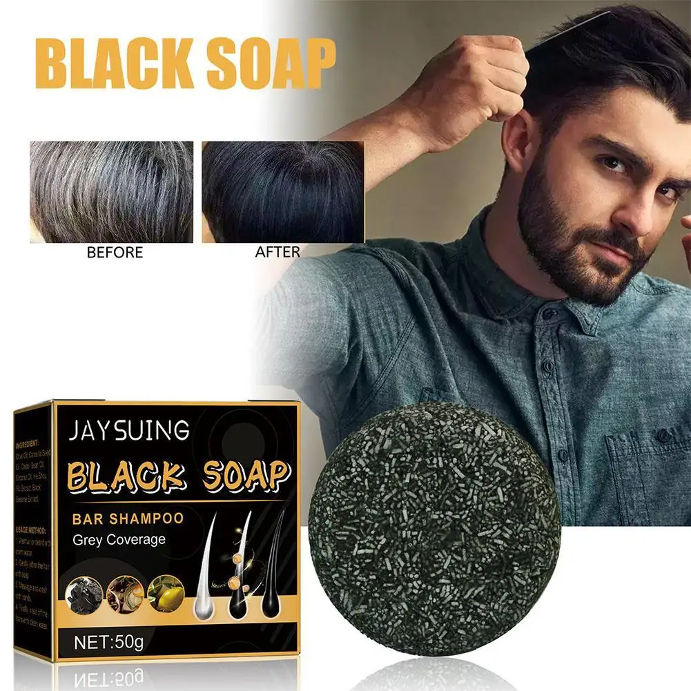 Black Hair Shampoo Soap Polygonum Darkening Shampoo Bar Repair Gray White Color Shampoo Hair Nourishing Soap