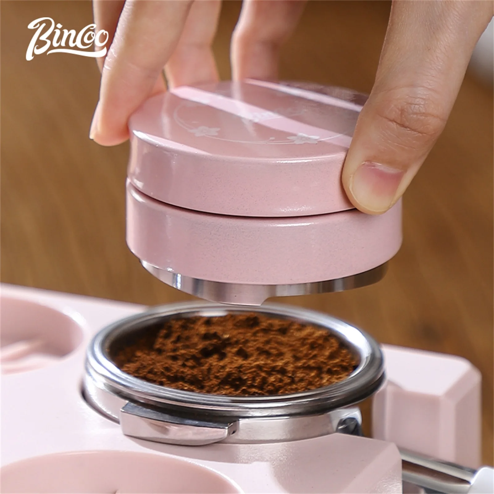 Bincoo 51/58mm Coffee Tamper & Coffee Cloth Powder Distributor with Calibrated Spring Loaded Coffee Leveler Barista Accessories