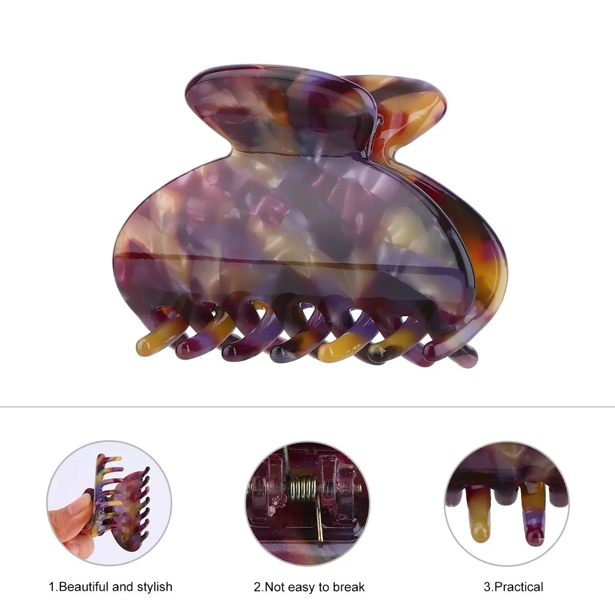 

Acetate Plate Gripper Claw Clip Hair Barrettes Bangs French Elegant Clips Women Cute Sheet Miss
