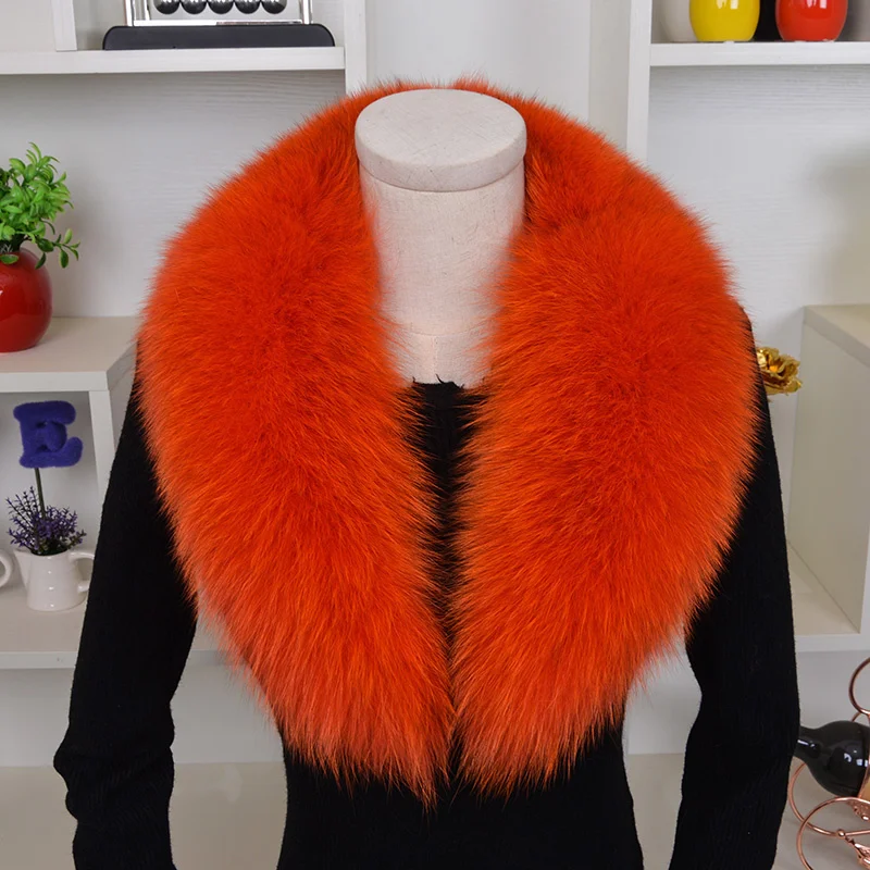 Real Fox Fur Collar For Women Winter Neck Keep Warm Scarves Men Fashion Luxury Genuine Coat Jacket Shawl Big Size