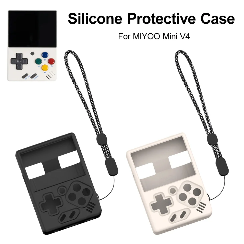 Silicone Case Anti-Scratch Protective Cover with Lanyard Protective Case Soft Skin Cover Case for MIYOO Mini V4 Game Accessories