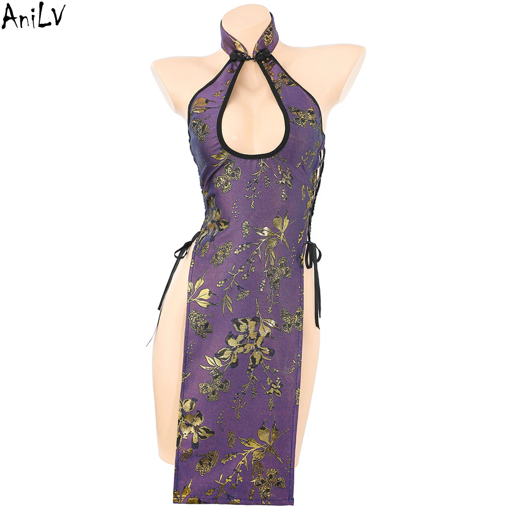 

AniLV Anime Gilr Chinese Hanfu Chiqao Uniform Women Gilded Cheongsam Dress Outfits Cosplay Costume