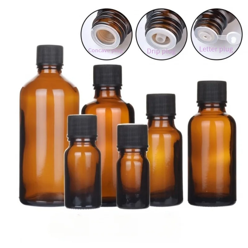 5ml-100 Ml Amber-Yellow Glass Essential Oil Drip Hole Perfume Sub-Bottles Sub Sealed Light-Proof Small Empty Bottle