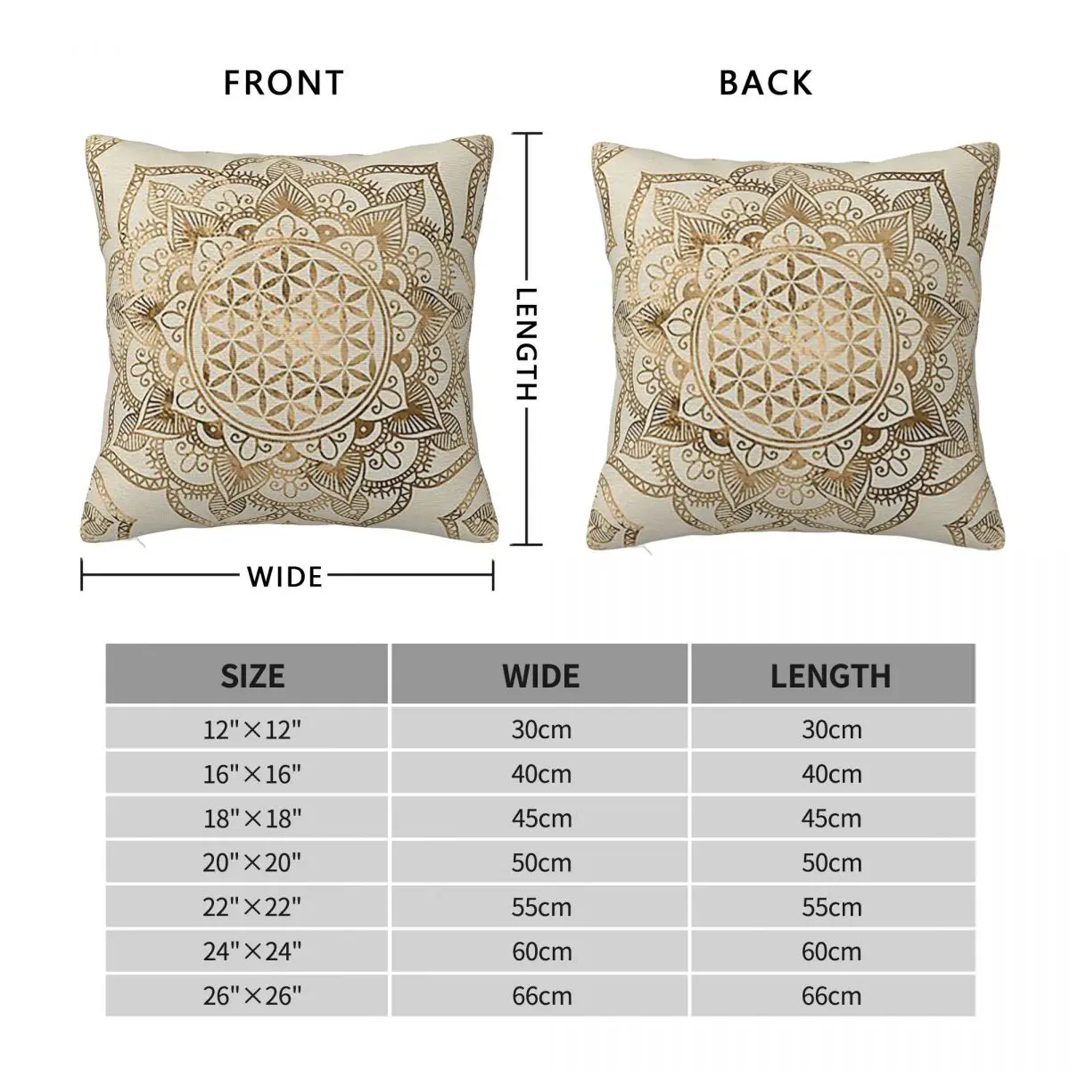 Flower Of Life In Lotus Pastel Golds And Canvas Pillowcase Cushion Comfort Throw Pillow Sofa Cushions Used for Home Living Room