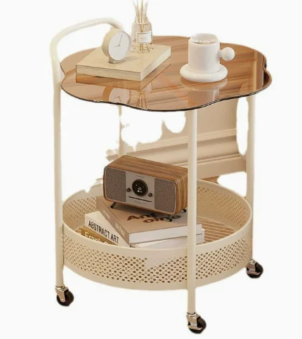

Modern luxury small apartment side table cream breeze removable glass coffee cart sofa mini coffee table creative design life