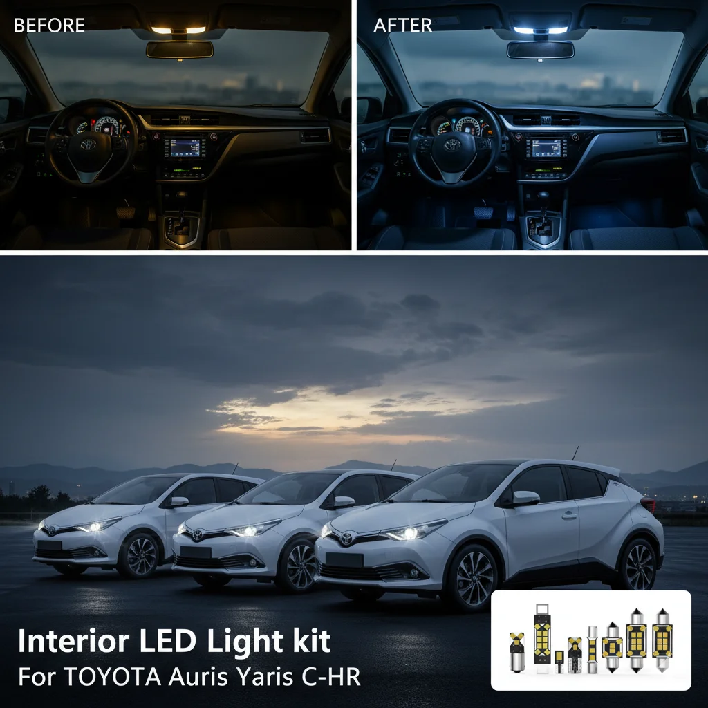 For TOYOTA C-HR Auris Yaris XP90 XP130 2006 2008 2012 2015 2016 2018 2020 Car Interior Light LED Kit White Canbus