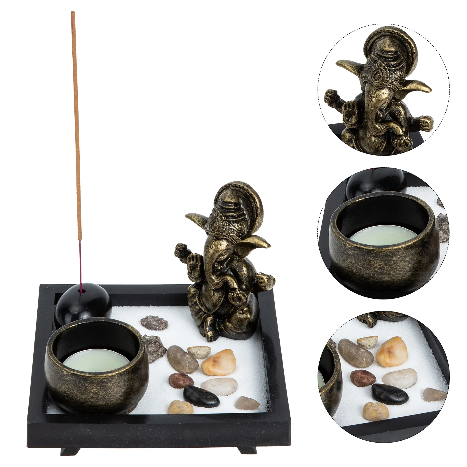 1 Juego de caja de arena Zen, adorno de escritorio, artículos de arena, mesa de arena, caja de arena decorativa para aliviar el estrés, adorno interior y exterior