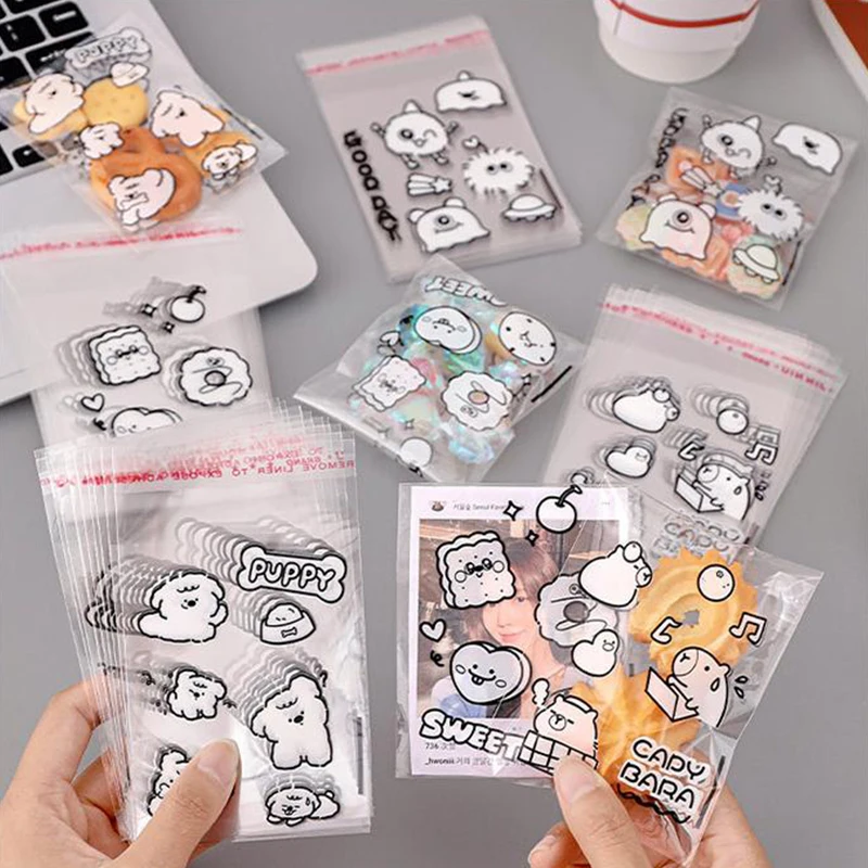 

Cartoon Capybara Transparent Ziplock Bag Pins Cute Hand Account Gu Card Storage Bag Small Card Bopp Packaging Self-adhesive Bag