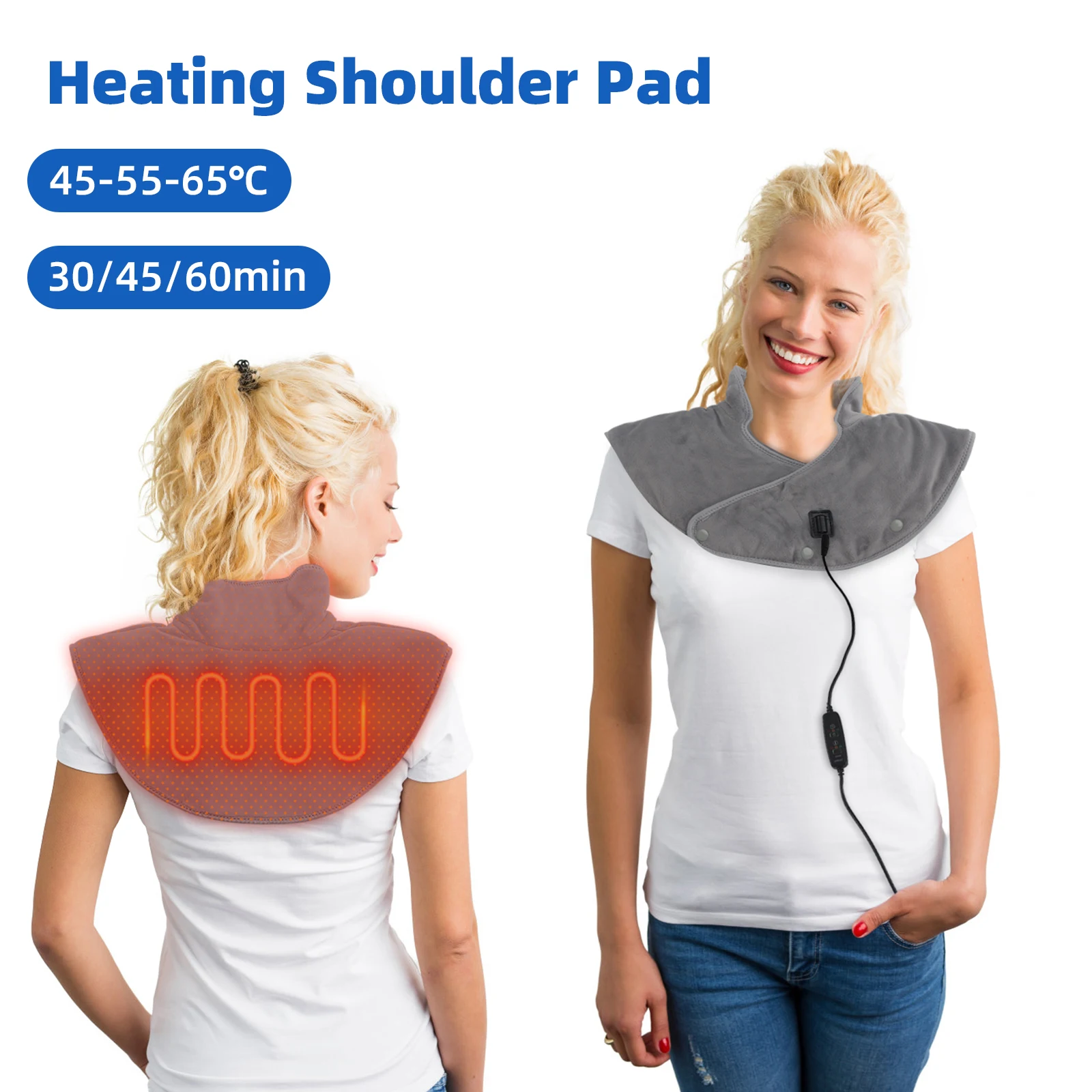 Electric Heating Shoulder Pad Massager for Neck Cervical Brace Wrap Thermal Compress Relieve Fatigue Warm Back Brace Tool