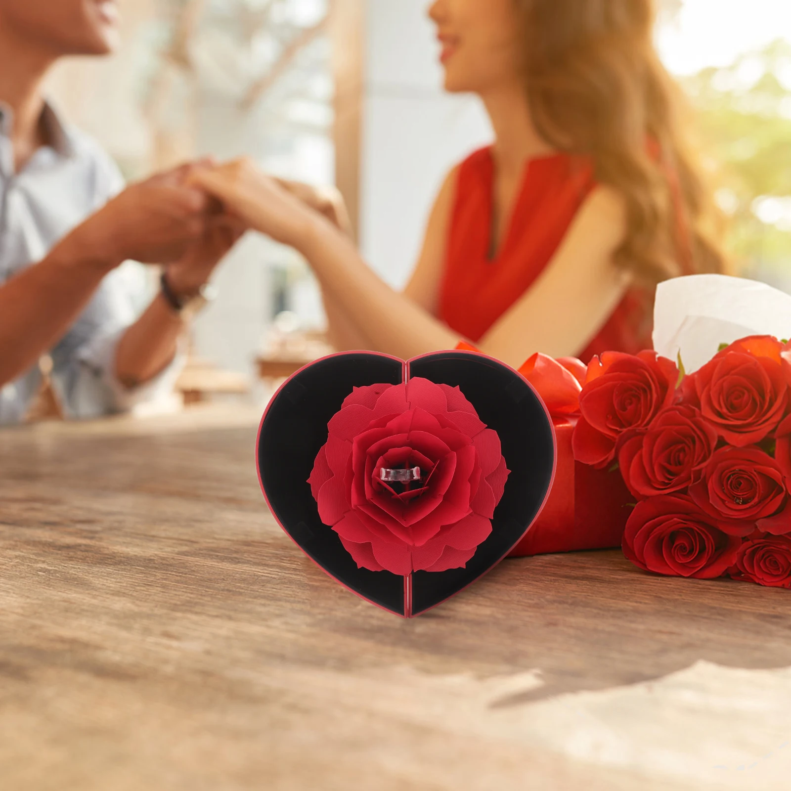 

Heart Shaped Ring Box Proposal Rings Holder Jewelry Organizer Finger Case Earrings Container Wedding