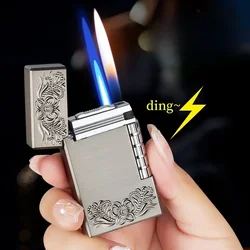 2024 Classic Retro Loud Voice Double Fire Inflatable Lighter Side Pulley Ignites Open Flame Switching Jet Flame Fun Gas Lighters