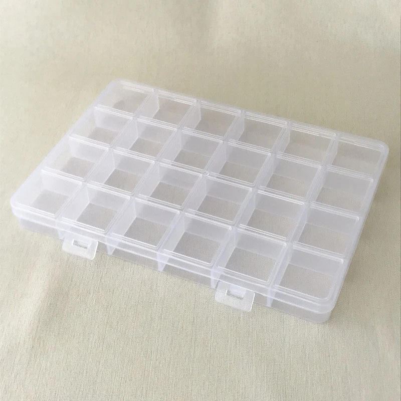 Practical 24 Grid Compartment Plastic Transparent Storage Box Jewelry Earring Bead Screw Holder Case Display Organizer Container