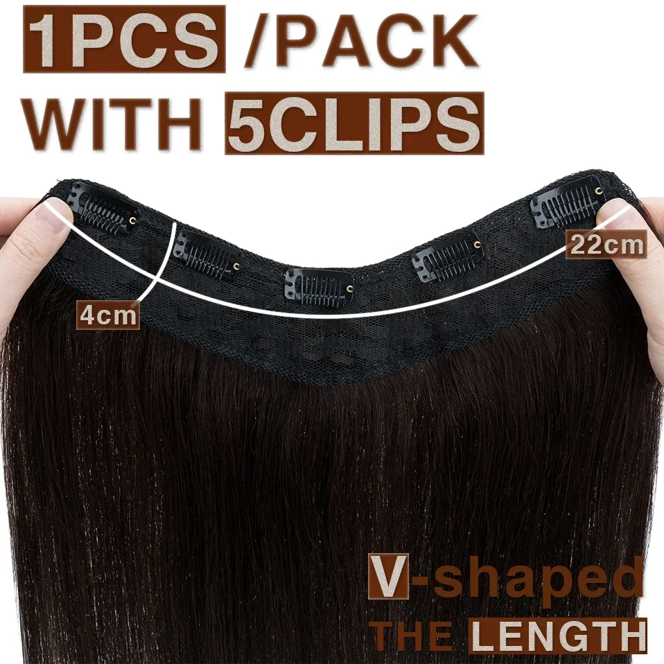 S-noilite Clip-in-Haarverlängerungen, Echthaar, 5 Clips, V-förmiges Haarteil, 30,5–55,9 cm, natürliche Haarverlängerungen, Haarspange, glatt, blond