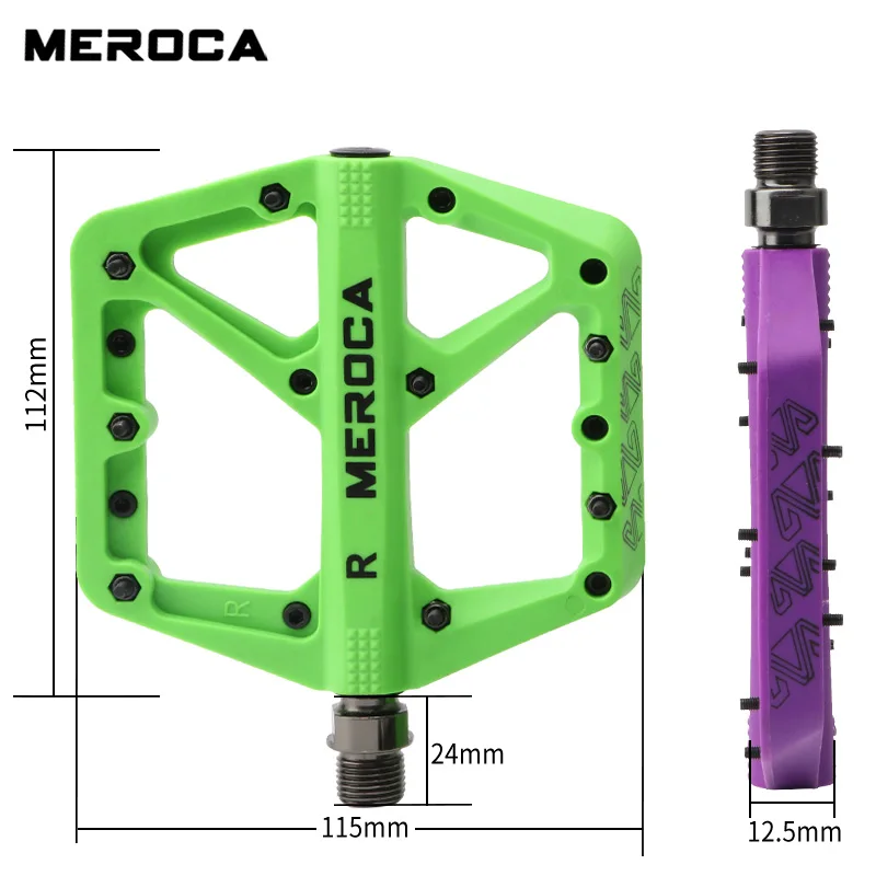 Meroca Bicycle Pedal Mtb Nylon Plastic Platform Bearing Pedal Mountain Bike Flat Footrest Speed Ultralight Vtt Crank Brothers