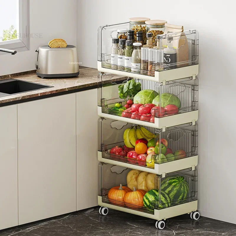 Living Room Bedroom Kitchen Storage Trolley Multi-functional Kitchen Trolleys Multi-layer Fruit Vegetable Storage Auxiliary Cart