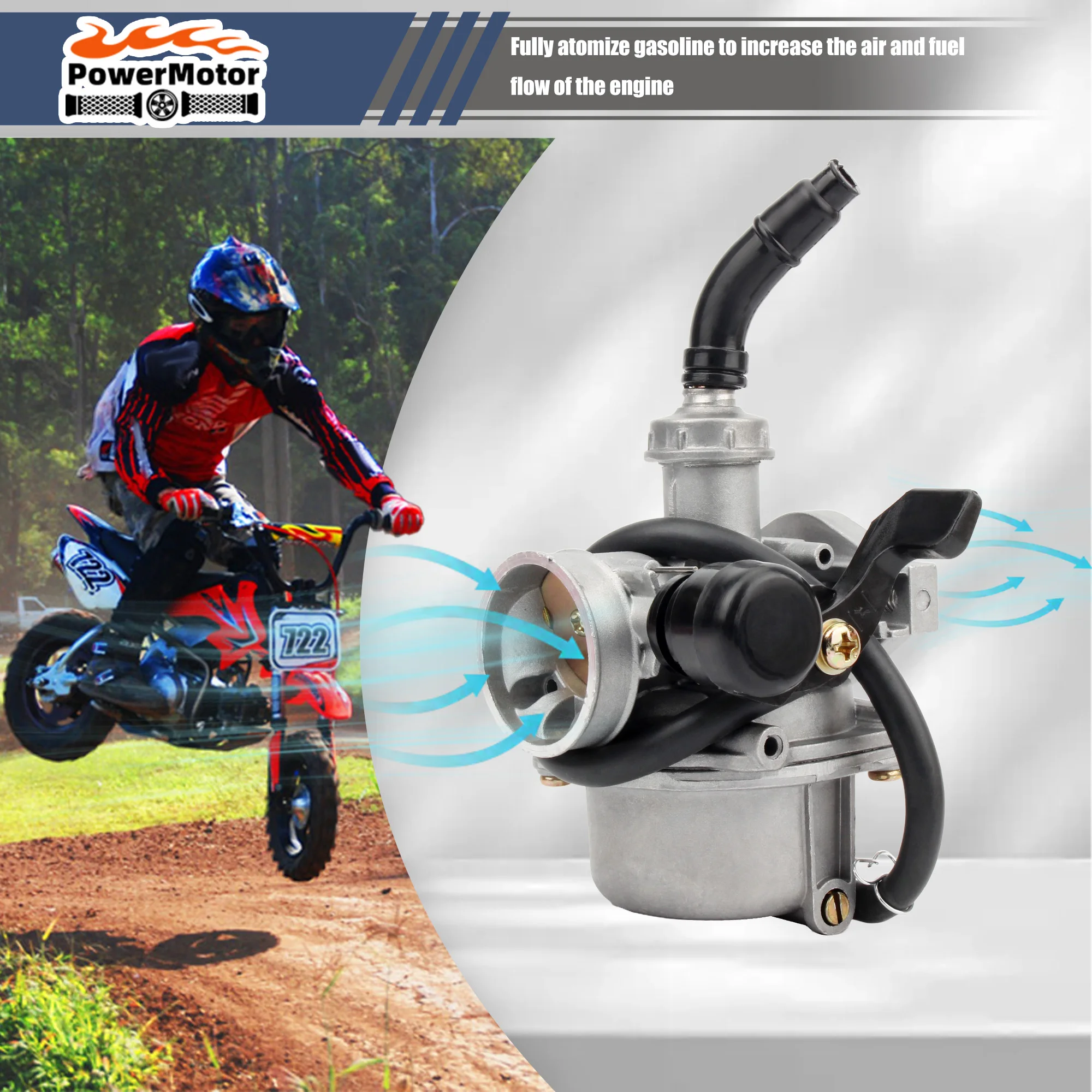 

Universal PZ19 19mm Carburetor for 50cc-125cc ATV Quad Motorcycle Motocross Dirt Bike Motorbike with Air Filter - Refit Kit