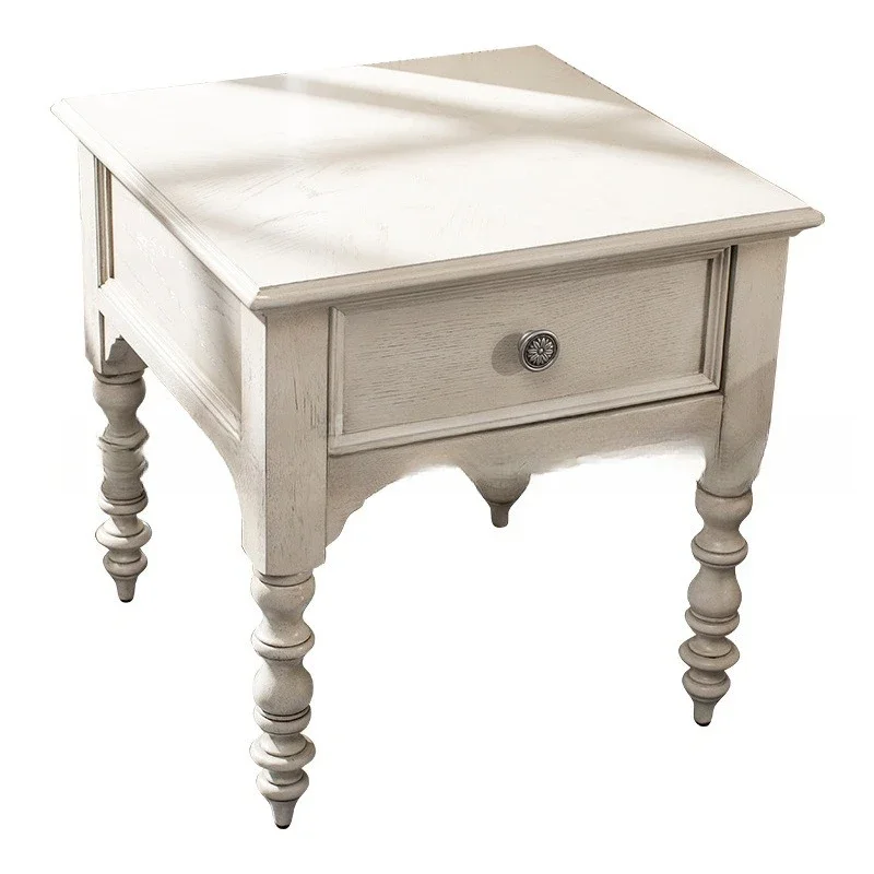 

American solid wood bedside table furniture oak bedroom furniture old carved drawer locker