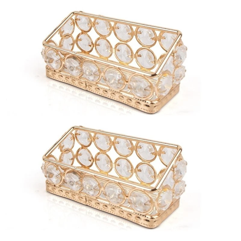 Leading-1Set/2Pcs Crystal Business Card Holder Set, Women's Desk Business Card Display Stand With Base, Business Card Organizer