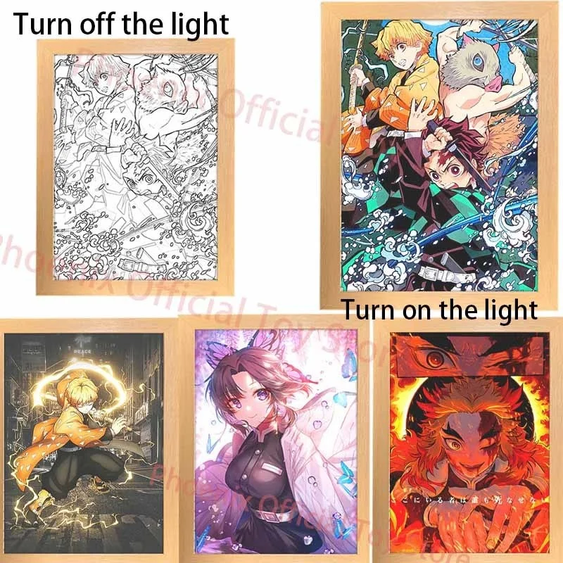 

NEW Demon Slayer LED Light Painting Anime Night Light Kamado Tanjirou Agatsuma Zenitsu Kanawo Kyoujurou Lamp Lighting Toy Gift