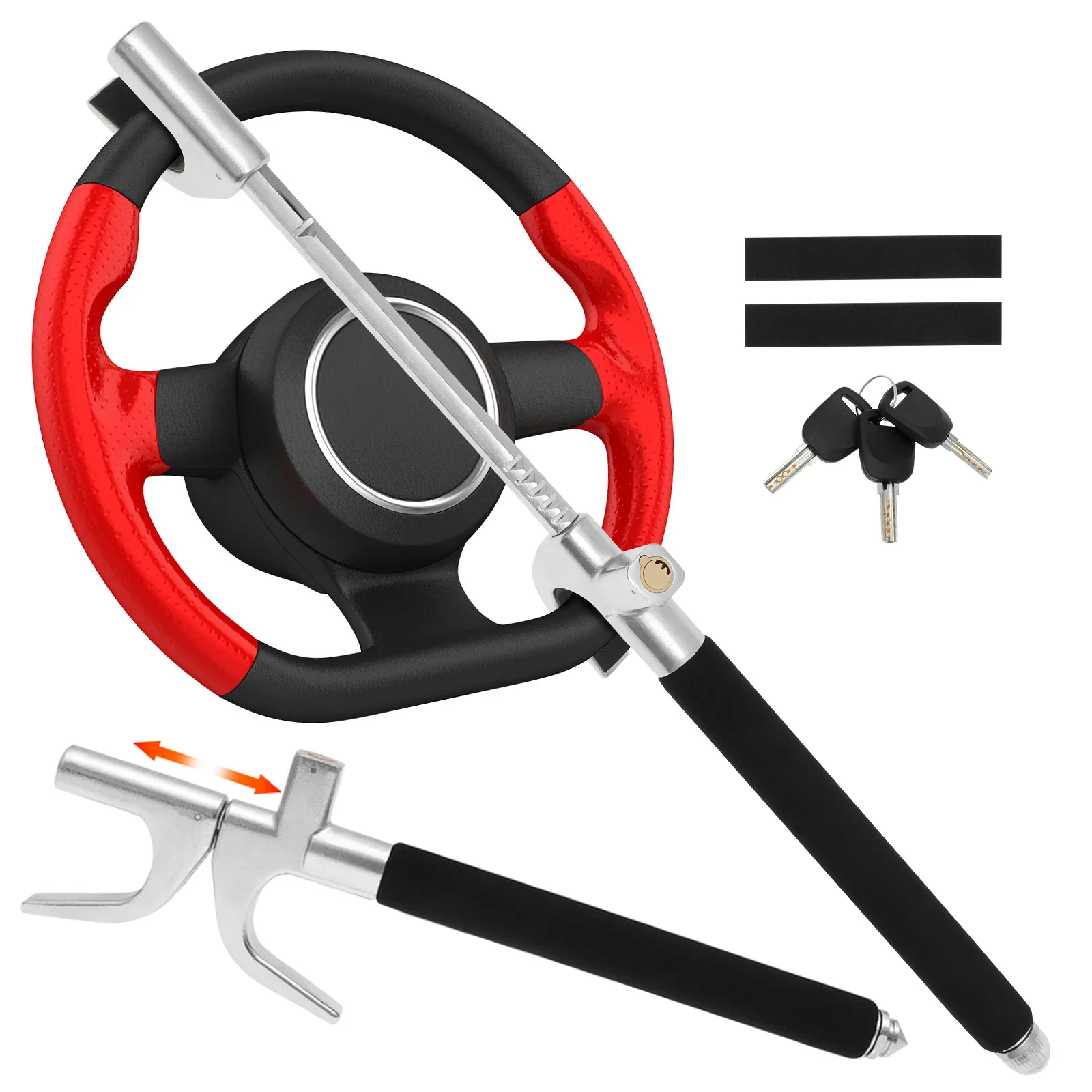For Aluminum Alloy Telescopic U-Shaped Anti Theft Car Security Bar Steering Wheel Immobiliser Universal Car Steering Wheel Lock