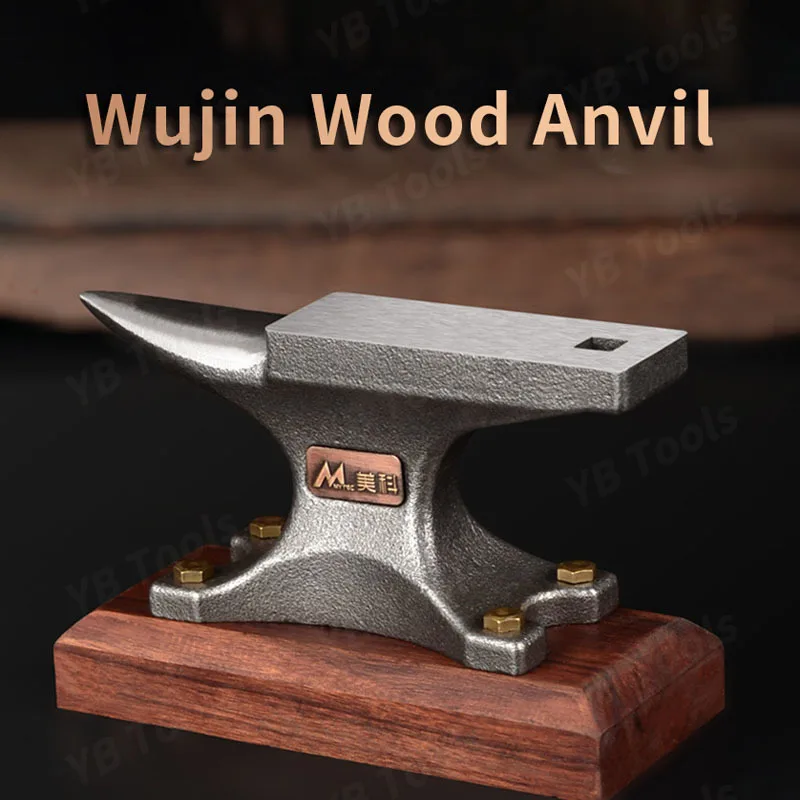 Base de madera de ébano Vintage, yunque de acero con cuernos, abrazadera de tigre de yunque de hierro para el hogar para joyería, herramienta de procesamiento de piezas de alta precisión