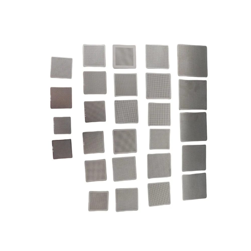 27 Pcs Directly Heat BGA Reballing Stencils Steel Mesh Stainless Steel BGA Stencil Kit BGA Template