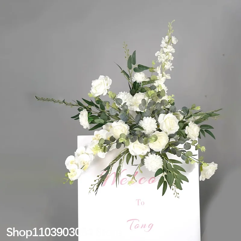 Künstliche weiße Rosen-Hyazinthen-Tischdekoration, Blumenball, weißer Hochzeitshintergrund, Deko-Event, Bodenblume, Party-Requisite – Detail 3