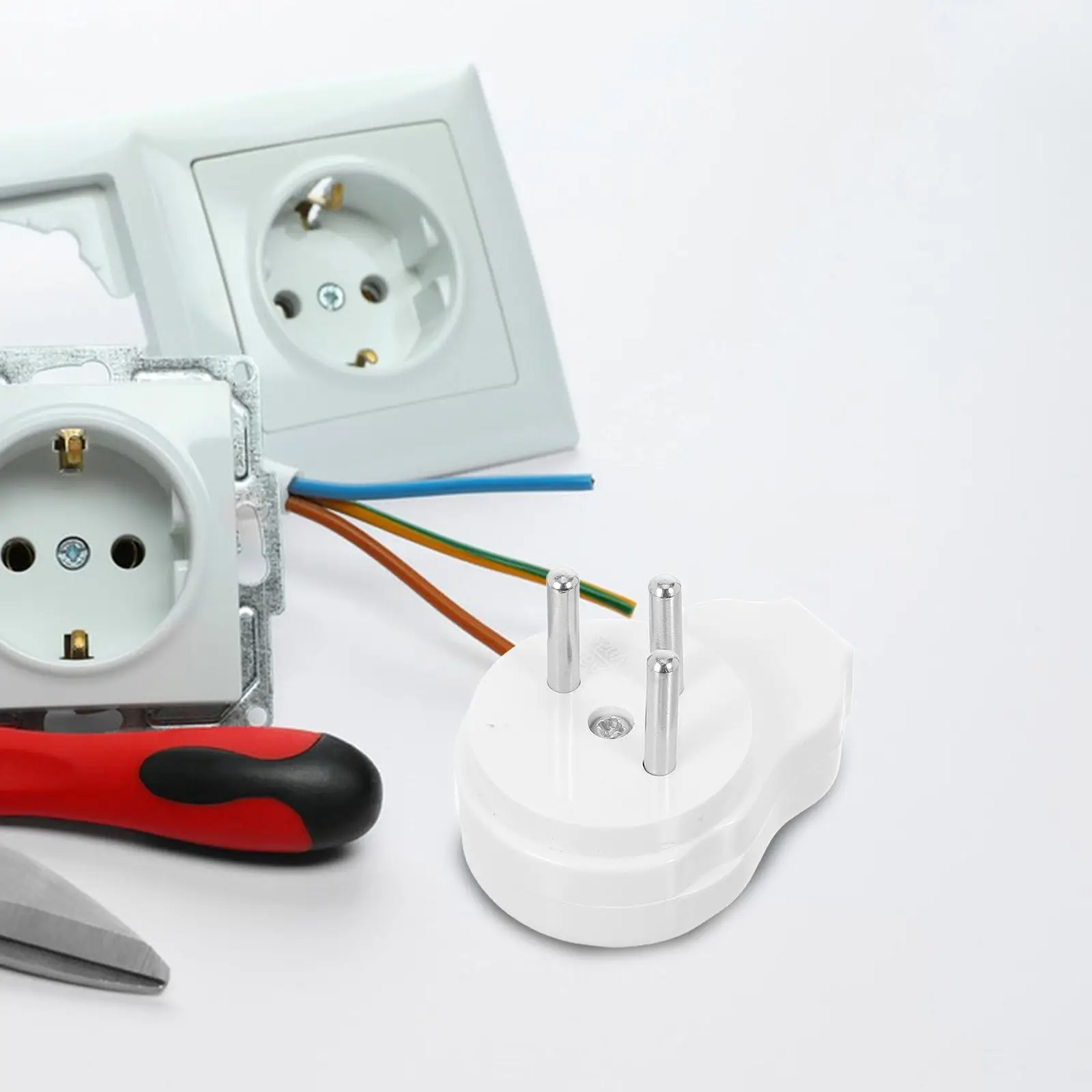 Israeli 16A Power Plug White 3 Prong Male Female Cylindrical Connector Electrical Wire Ends Secure Home Office Industrial Cord