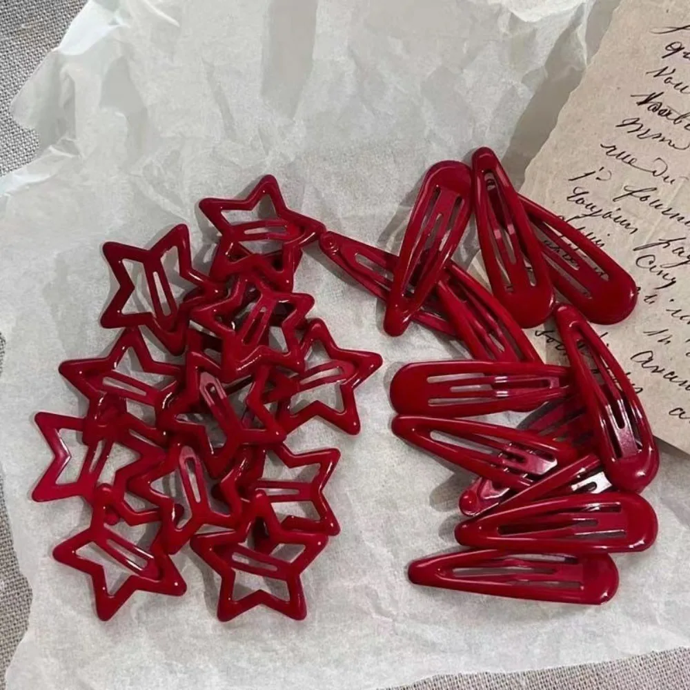 10 Teile/los Neue Kopfbedeckung Roter Stern Haarspangen für Mädchen Rote Wassertropfen Haarnadel Frauen Haarspange Zubehör BB Clip
