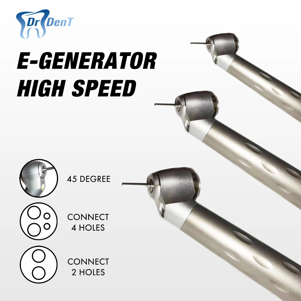 

Dental 45 Degree LED E-generator Surgical 2/4 Hole Handpiece High Speed Turbine Copper Made Dentistry Tools