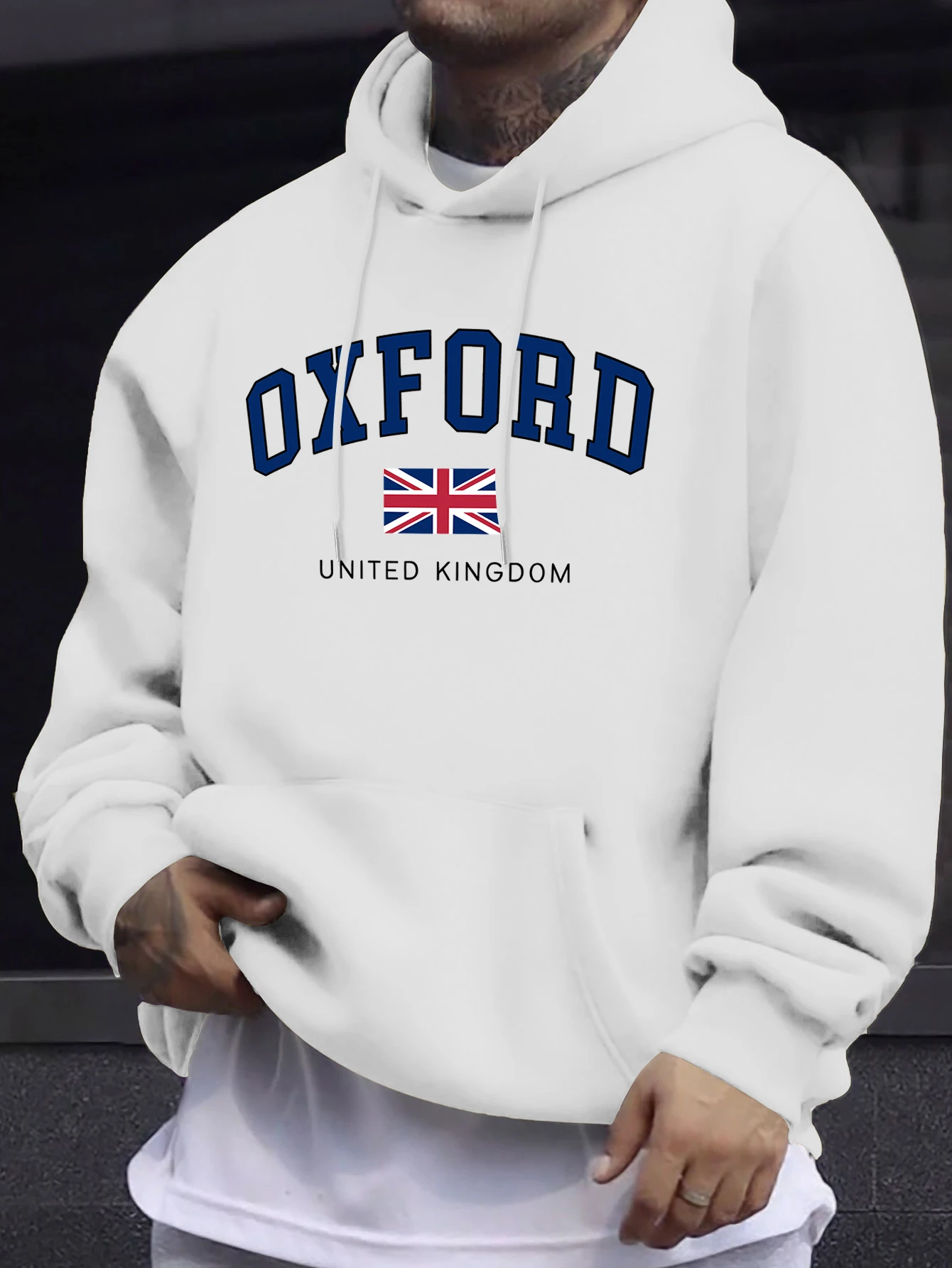 Oxford Vereinigtes Königreich Brief Und Flagge Drucken Männer Trainingsanzug Straße Lose Hoodie Sport Herbst Sweatshirt Langarm Casual Top
