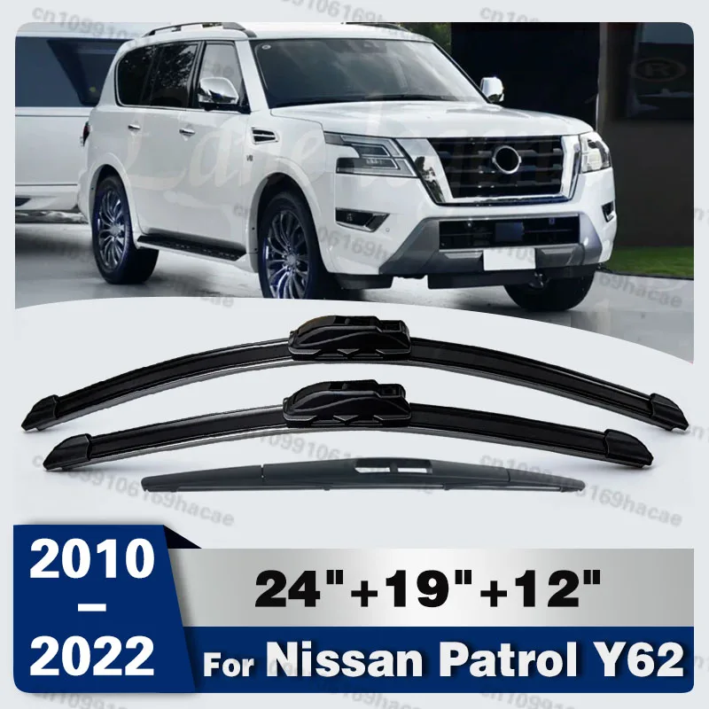 

Передние и задние дворники для Nissan Patrol Y62 2010-2022 (2012, 2013, 2014, 2015, 2016) — щетки, лезвия, аксессуары, J-образный крюк, 24+19+12 дюймов