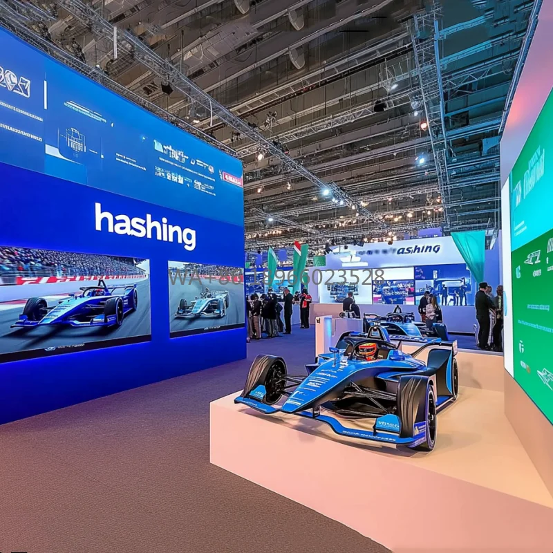 Luminars الإبداعية عرض كبير مخصص لعرض السيارات كشك المعرض شاشة LED وحدات SEG كشك العرض التجاري لعرض SEMA