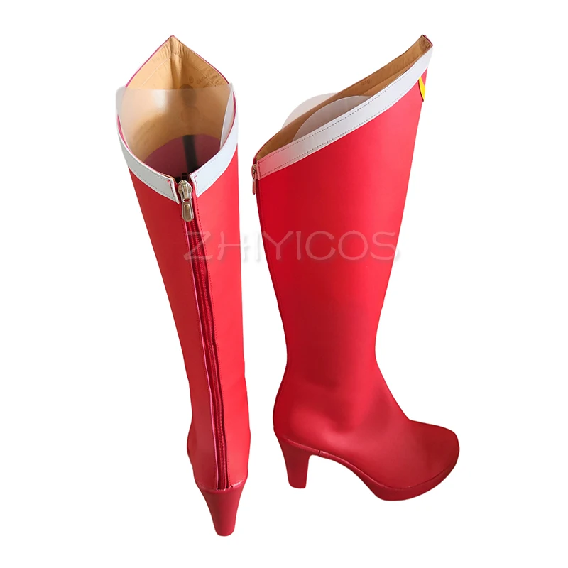 New Anime Tsukino Usagi Sailor Moon Cosplay Shoes Girls PU Leather Cosplay Boots Red High Heels Zipper-up Halloween Shoes